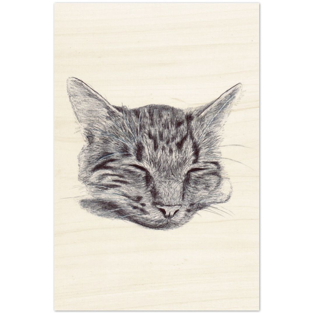 portrait final de chat imprimé sur bois FSC