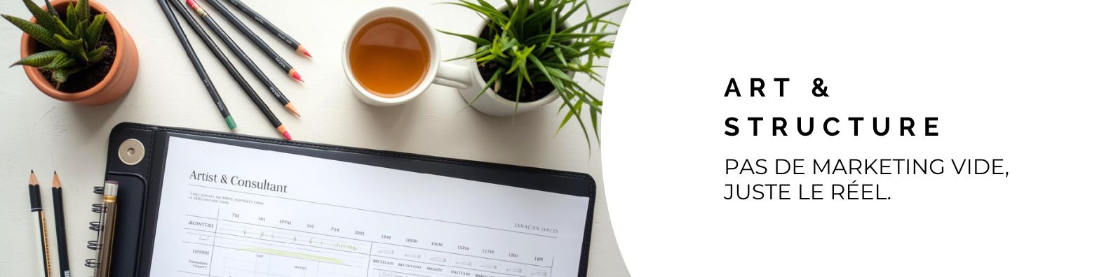 bannière art et structure; pas de marketing vide, juste le réel